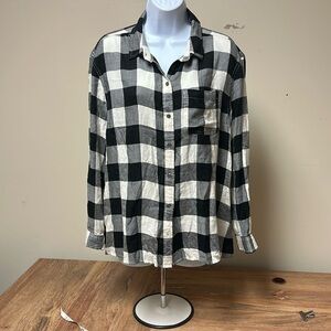 True Craft Women's Plaid Long Sleeve Button-Down Shirt